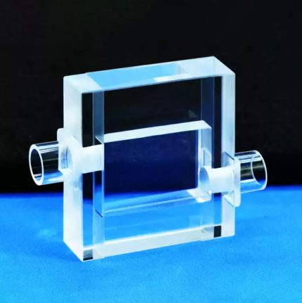 쿼츠 커넥터가 있는 맞춤형 플로우스루 큐벳, 4.5ml, 접착식