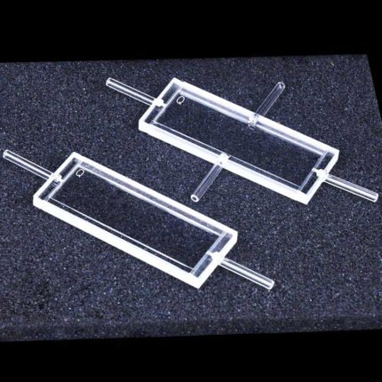 유리 커넥터가 있는 석영 플로우스루 큐벳, 1mm, 윈도우 2개, 1.2ml, 접착식