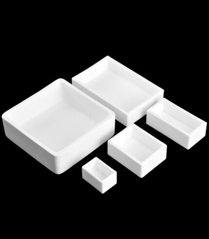 Corundum Crucible without Lid, 99% Alumina Square Boat, Rectangular Combustion Boat, for Tubular Furnace, 13.5ml-1000ml