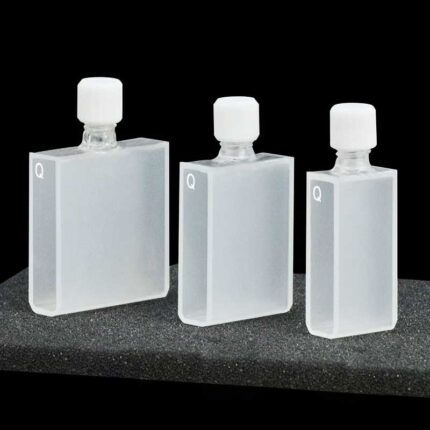 Cuvette en quartz avec bouchon à vis, 2 fenêtres, frittée par poudrage