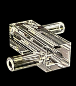 Quartz Fluorescence Flow Cuvette, 4 Side Clear, Quartz Tubing Connector, OCB, Customizable